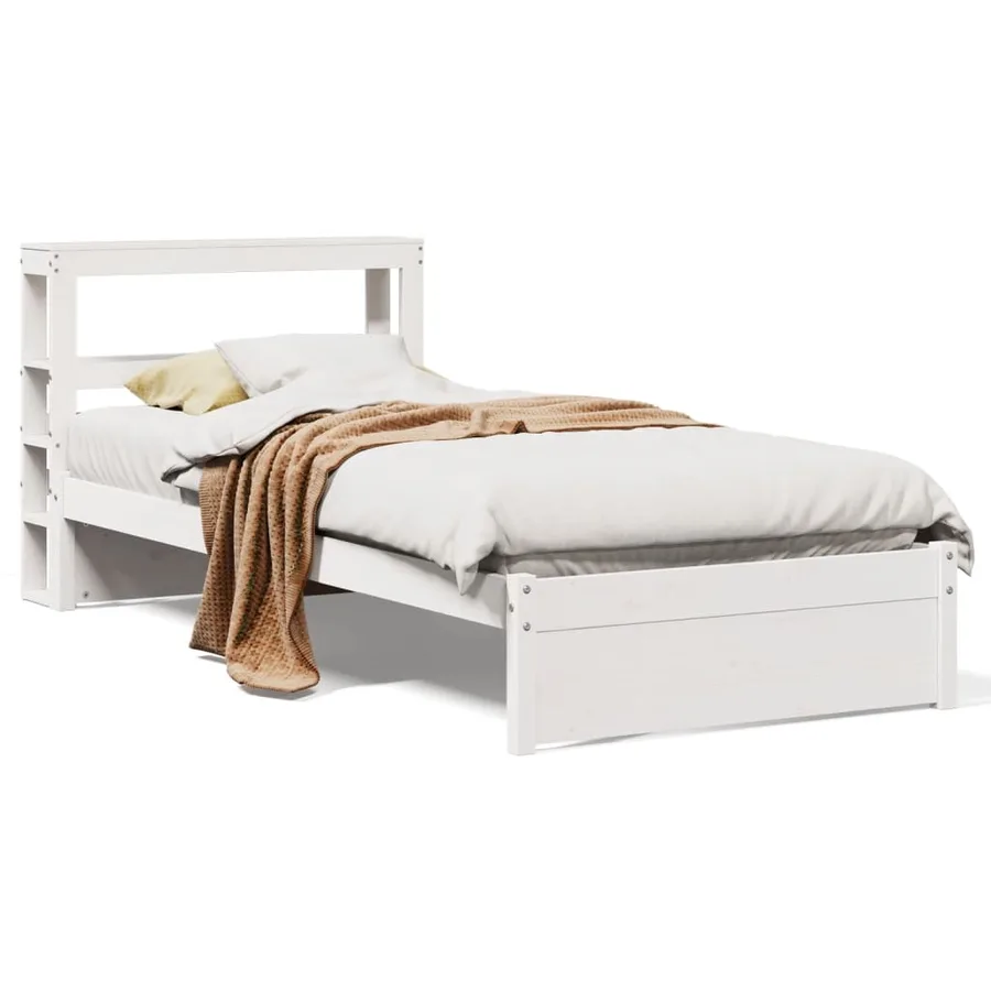 Cadre de lit avec tête de lit sans matelas blanc 75x190 cm - 2