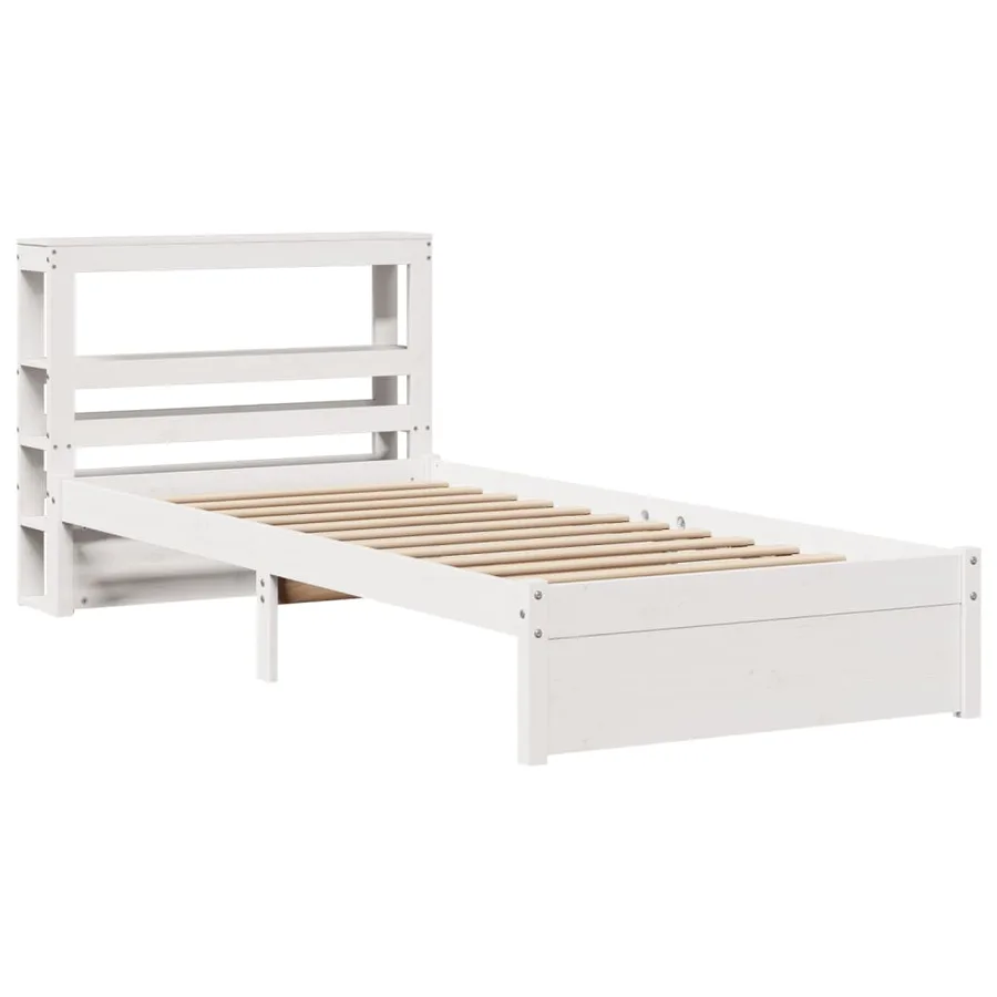 Cadre de lit avec tête de lit sans matelas blanc 75x190 cm - 3