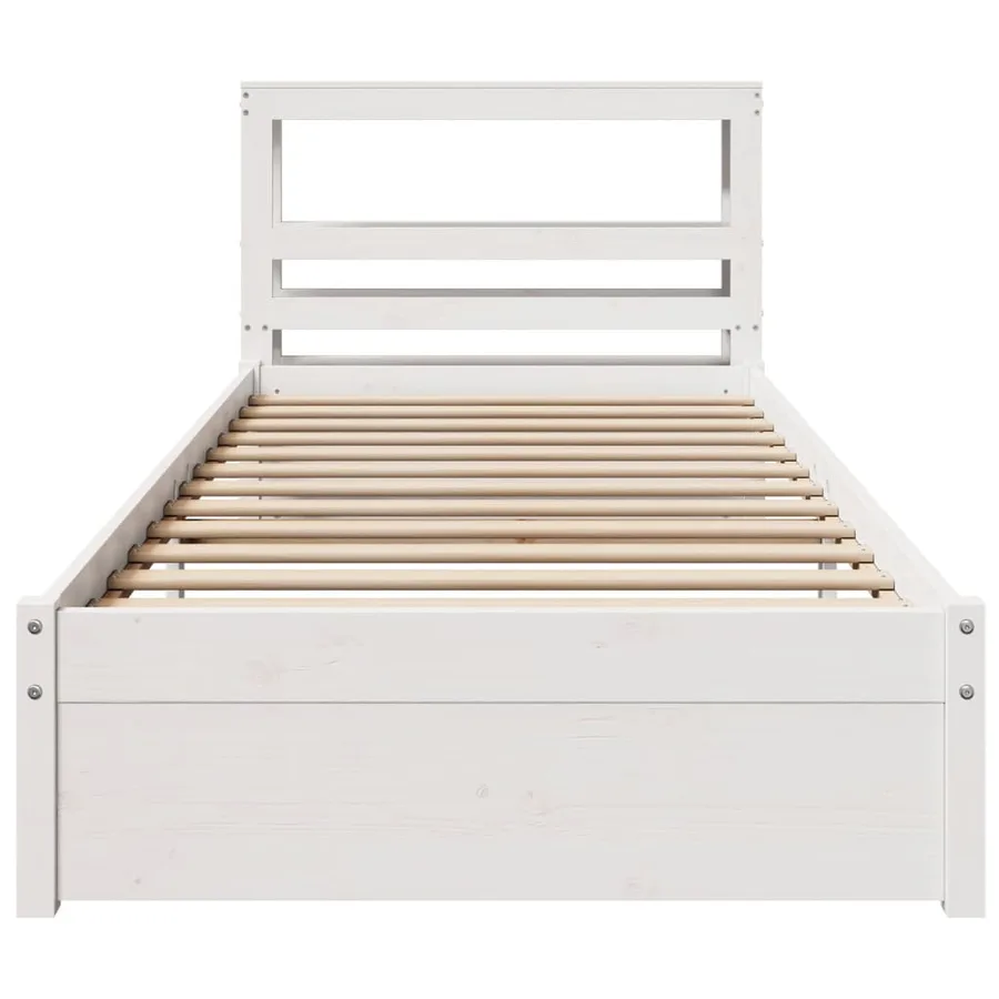 Cadre de lit avec tête de lit sans matelas blanc 75x190 cm - 4