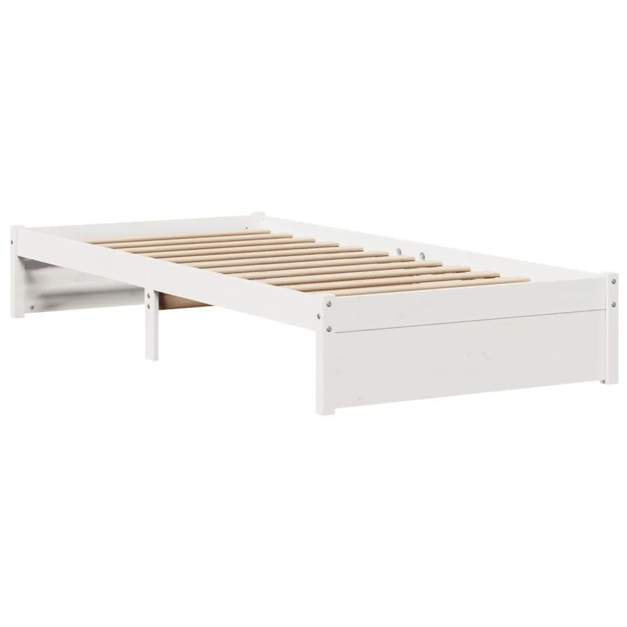 Cadre de lit avec tête de lit sans matelas blanc 75x190 cm - 5