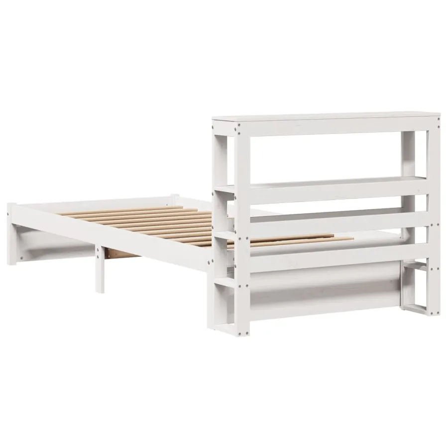 Cadre de lit avec tête de lit sans matelas blanc 75x190 cm - 8