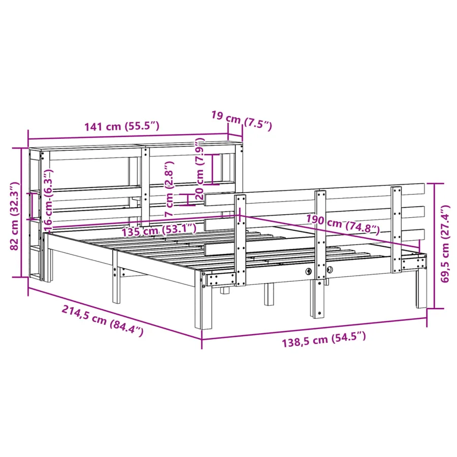 Cadre de lit et tête de lit sans matelas blanc 135x190 cm - 11