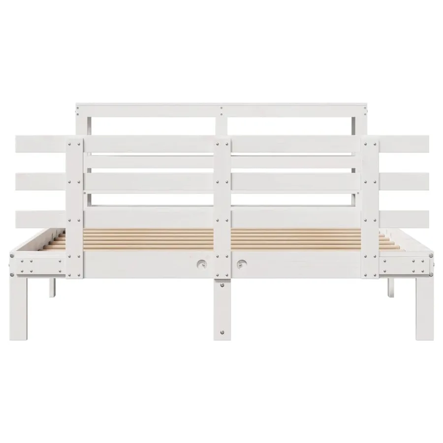 Cadre de lit et tête de lit sans matelas blanc 135x190 cm - 4