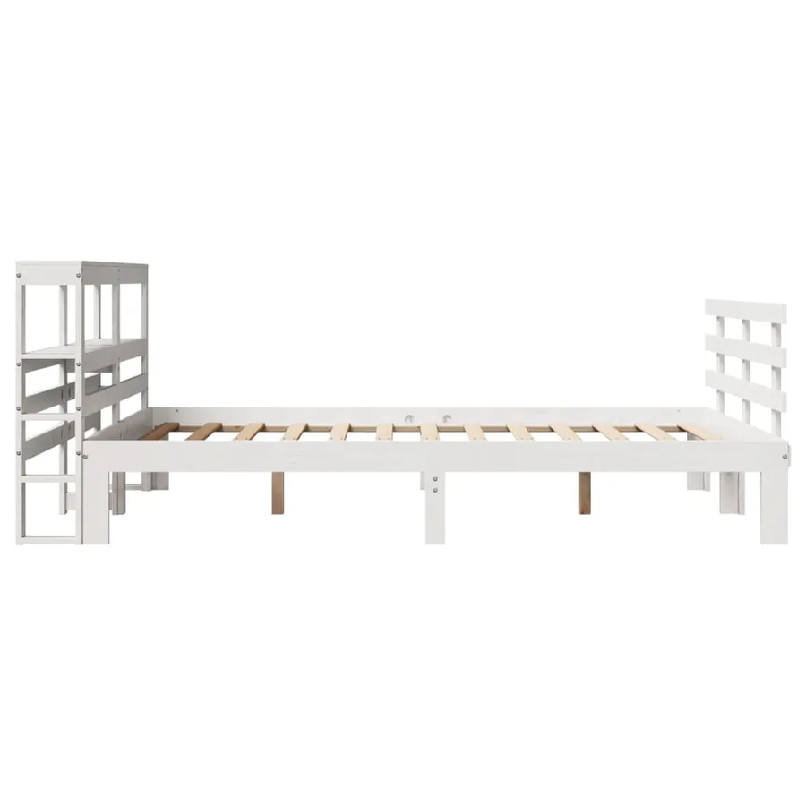 Cadre de lit et tête de lit sans matelas blanc 135x190 cm - 7
