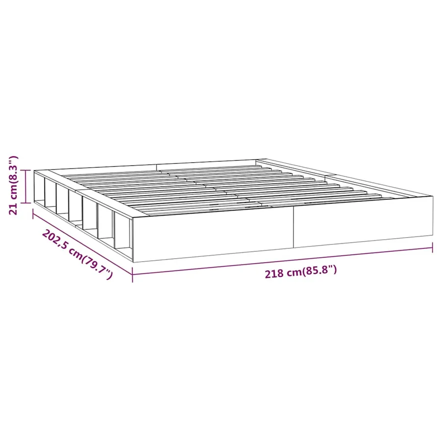 Cadre de lit sans matelas 200x200 cm bois massif - 8