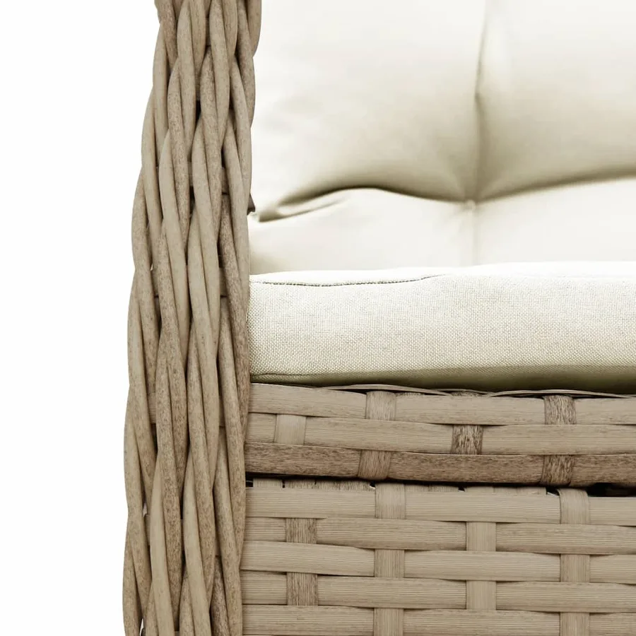 Ensemble à manger de jardin avec coussins 5pcs Beige poly rotin - 7