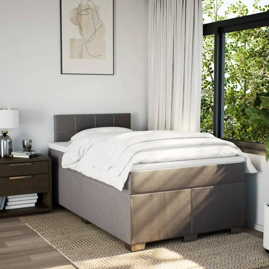 Sommier à lattes de lit avec matelas Taupe 120x200 cm Tissu - 4
