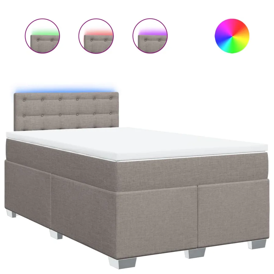 Sommier à lattes de lit avec matelas Taupe 120x200 cm Tissu - 2