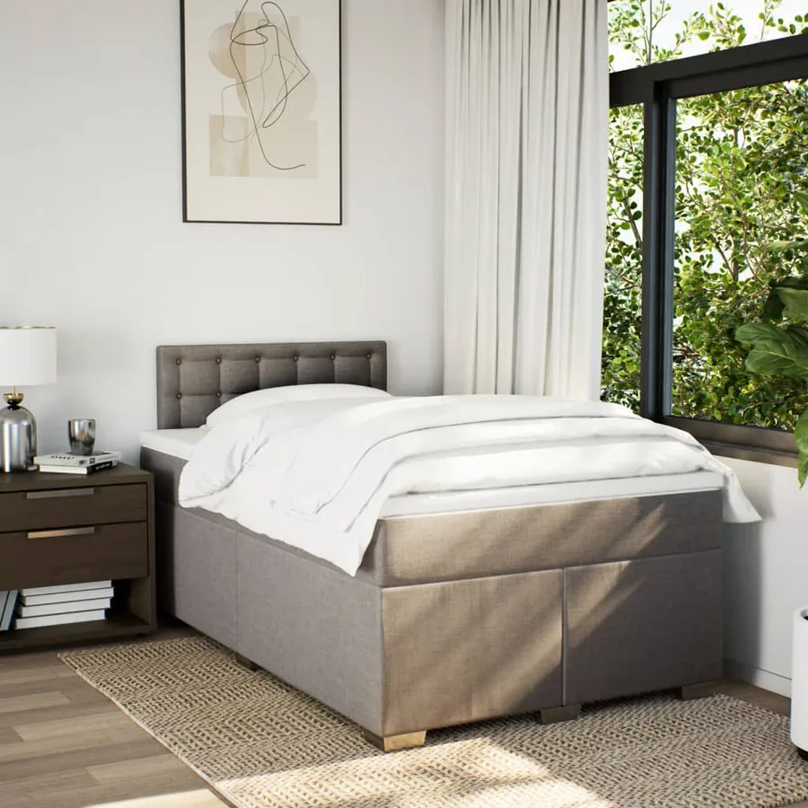 Sommier à lattes de lit avec matelas Taupe 120x200 cm Tissu - 4