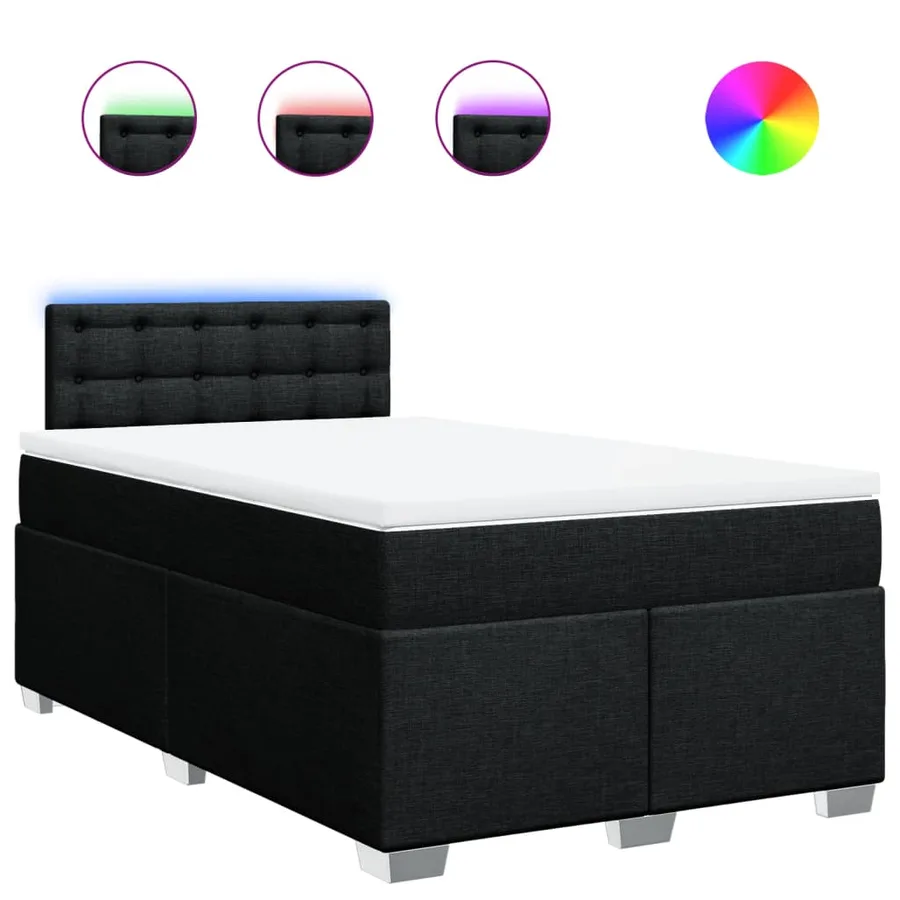 Sommier à lattes de lit avec matelas Noir 120x200 cm Tissu - 2