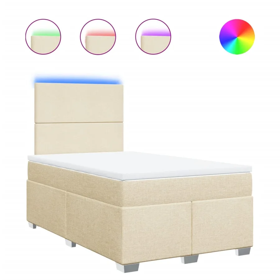 Sommier à lattes de lit avec matelas Crème 120x200 cm Tissu - 2