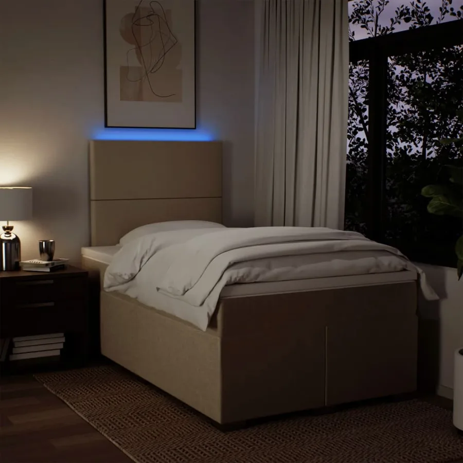Sommier à lattes de lit avec matelas Crème 120x200 cm Tissu - 5