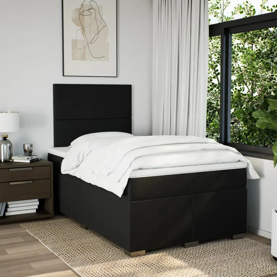 Sommier à lattes de lit avec matelas Noir 120x200 cm Tissu - 3