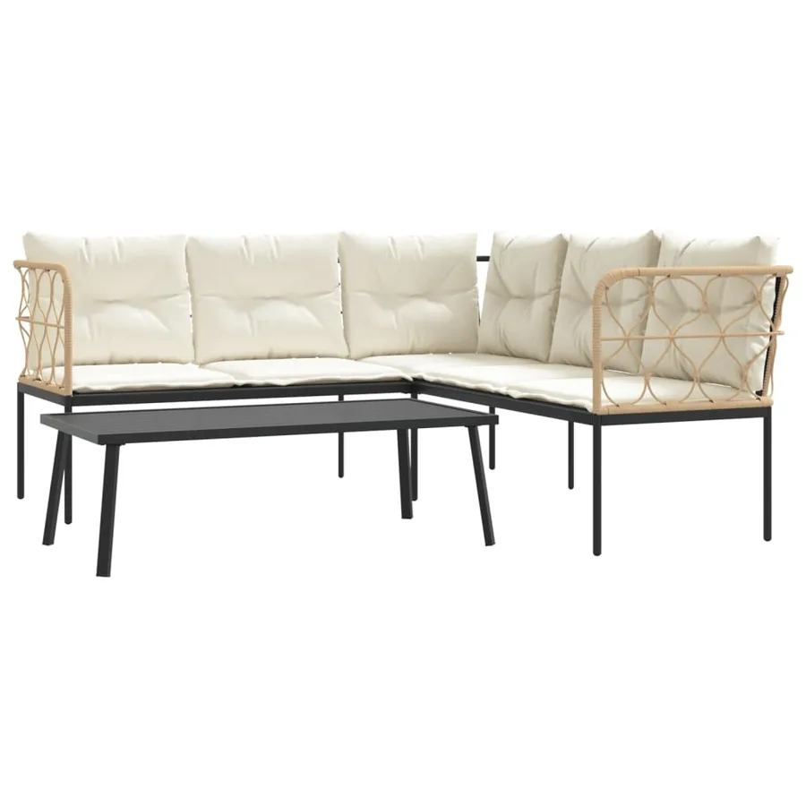 Ensemble de canapés de jardin et coussins noir acier textilène - 2