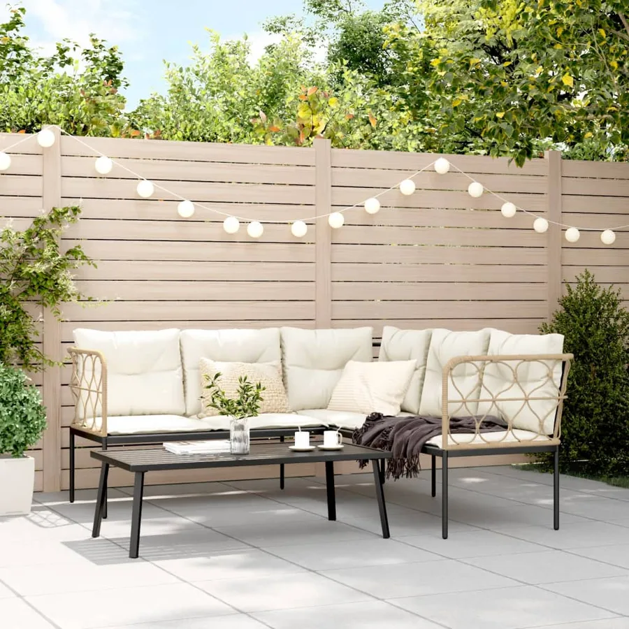 Ensemble de canapés de jardin et coussins noir acier textilène - 3