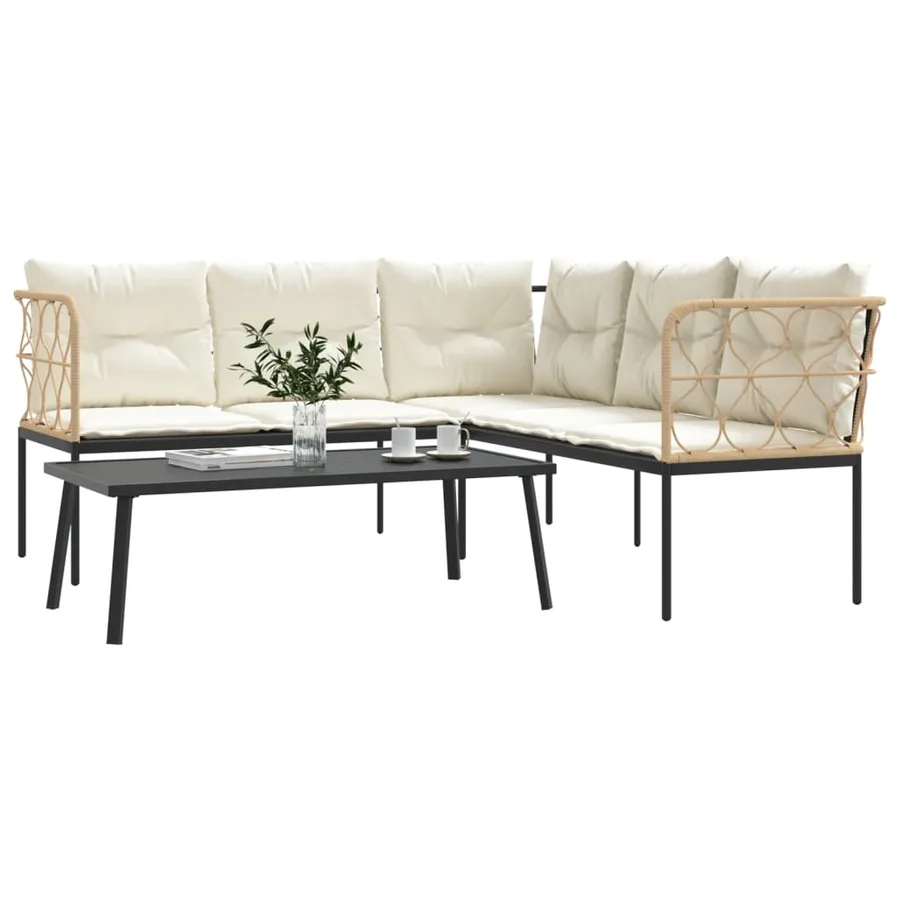 Ensemble de canapés de jardin et coussins noir acier textilène - 4