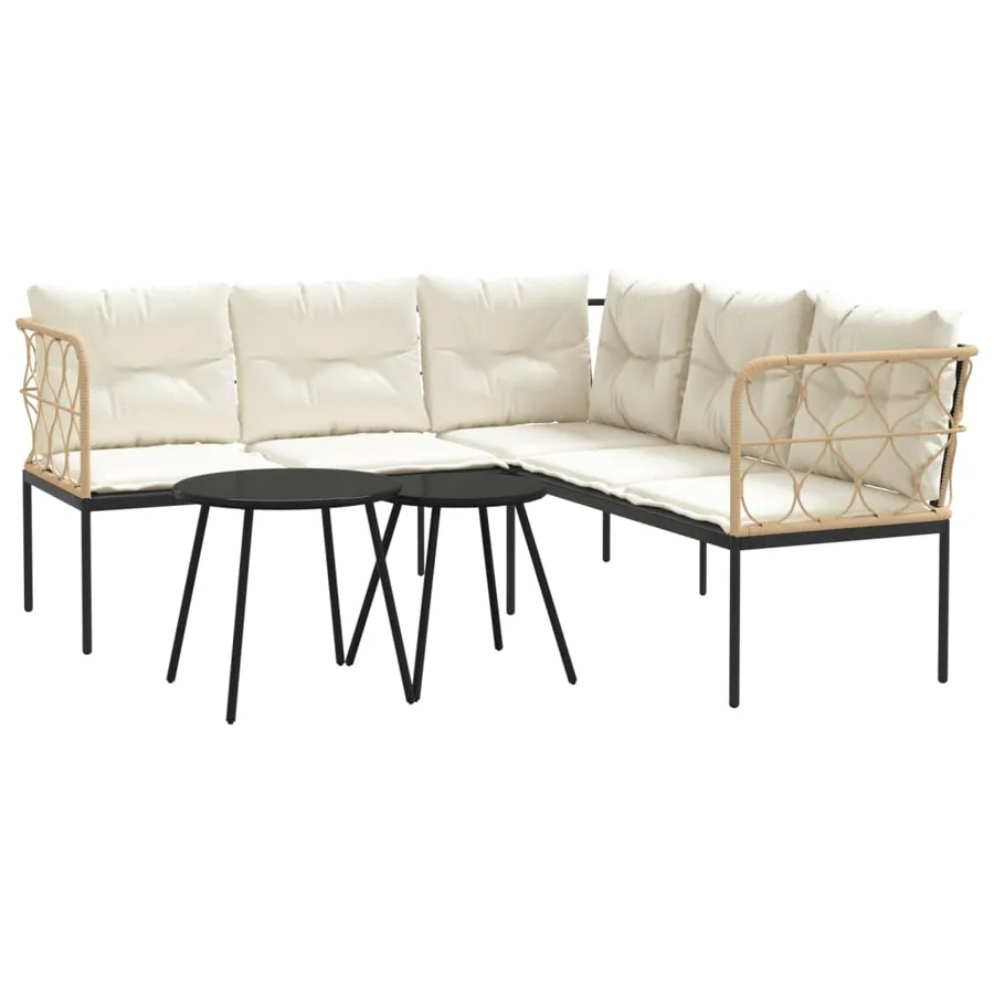 Ensemble de canapés de jardin et coussins noir acier textilène - 2