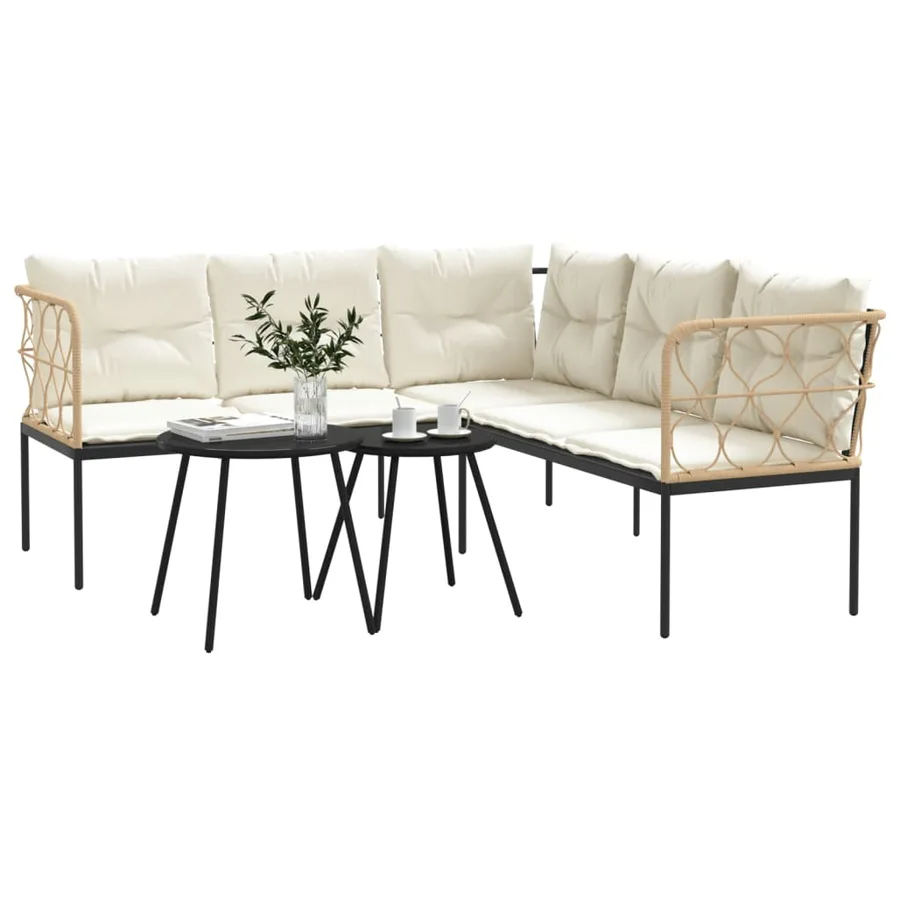 Ensemble de canapés de jardin et coussins noir acier textilène - 4