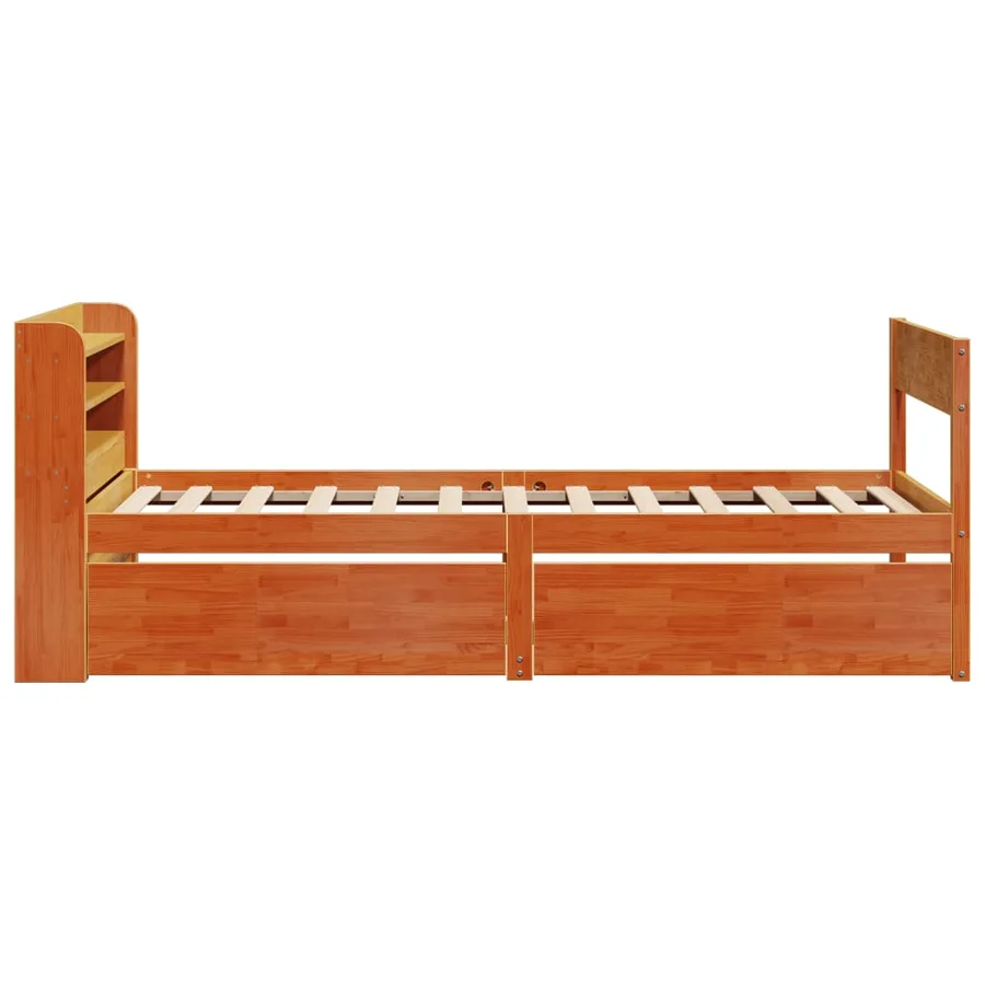 Cadre de lit sans matelas cire marron 100x200cm bois pin massif - 7