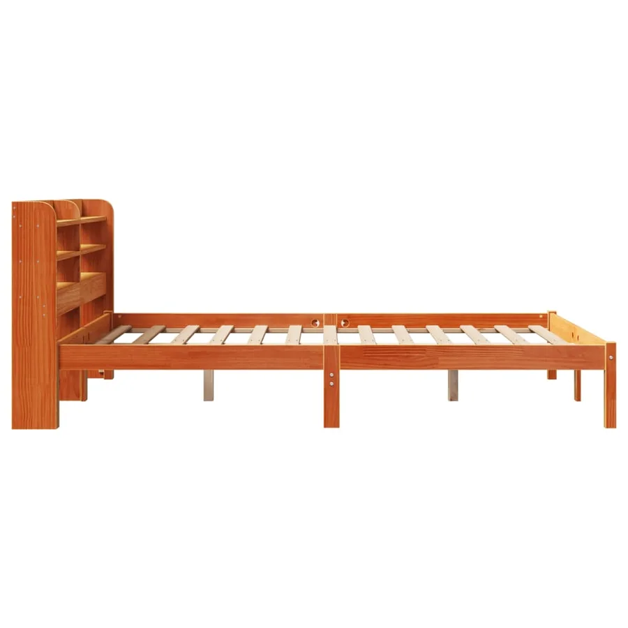 Cadre de lit et tête de lit sans matelas cire marron 140x190 cm - 7