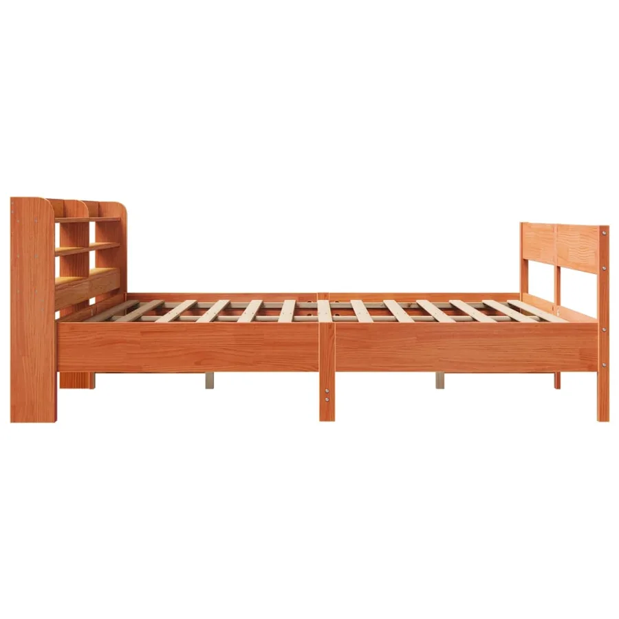 Cadre de lit sans matelas cire marron 200x200cm bois pin massif - 5