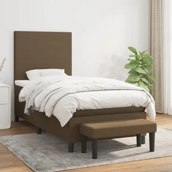 Sommier à lattes de lit avec matelas Marron foncé 100x200 cm