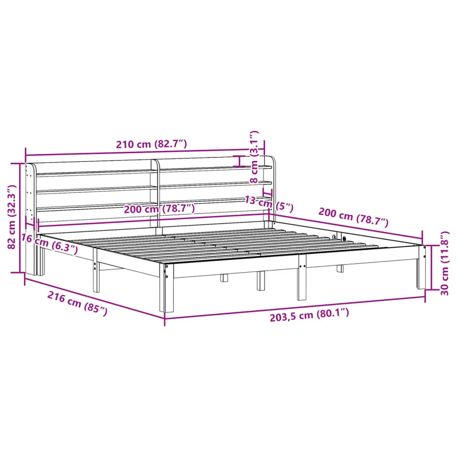 Cadre de lit avec tête de lit sans matelas 200x200 cm - 11