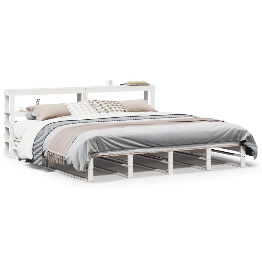 Cadre de lit sans matelas blanc 200x200 cm bois massif de pin - 2