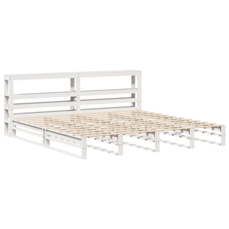 Cadre de lit sans matelas blanc 200x200 cm bois massif de pin - 3