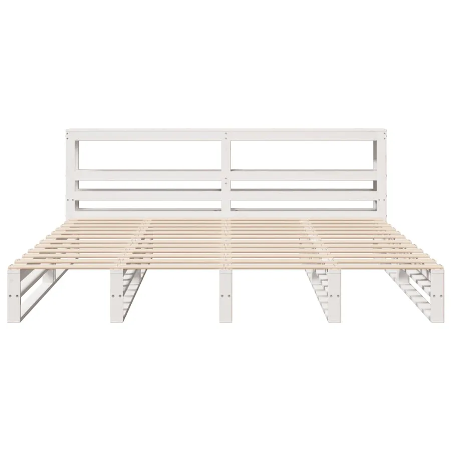 Cadre de lit sans matelas blanc 200x200 cm bois massif de pin - 4