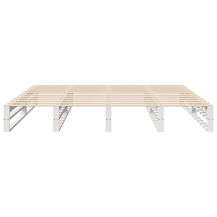 Cadre de lit sans matelas blanc 200x200 cm bois massif de pin - 6