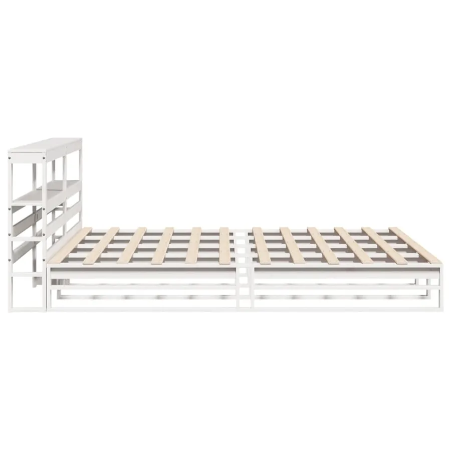 Cadre de lit sans matelas blanc 200x200 cm bois massif de pin - 8
