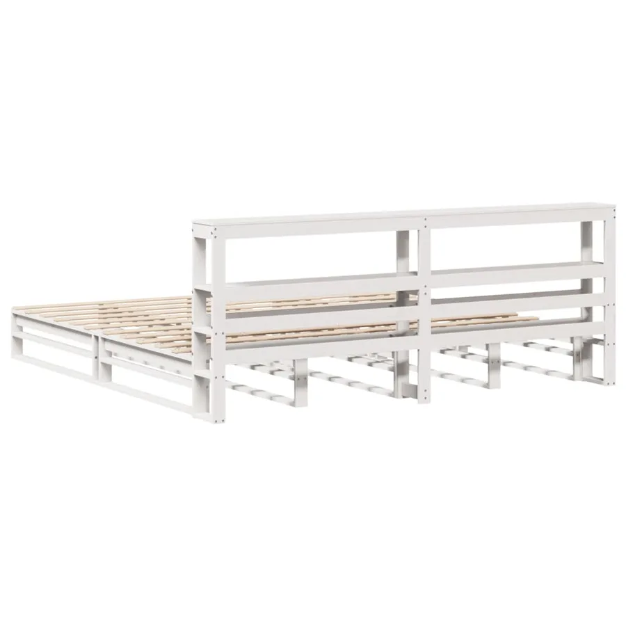Cadre de lit sans matelas blanc 200x200 cm bois massif de pin - 9