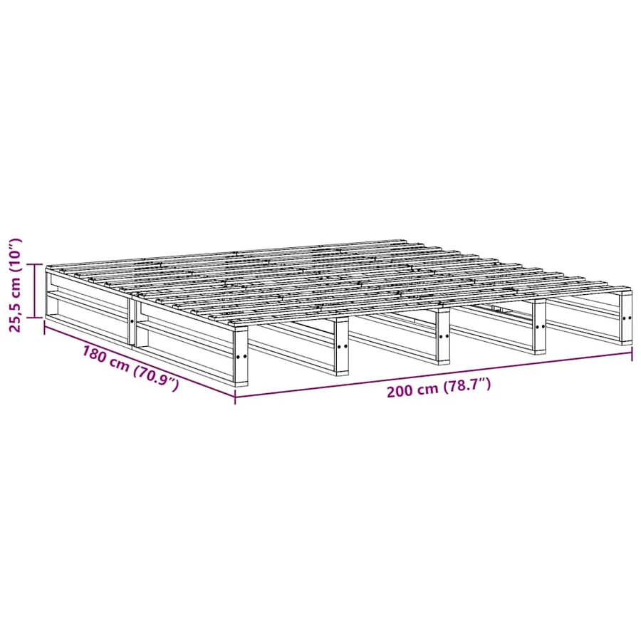 Cadre de lit sans matelas 180x200 cm bois massif de pin - 9