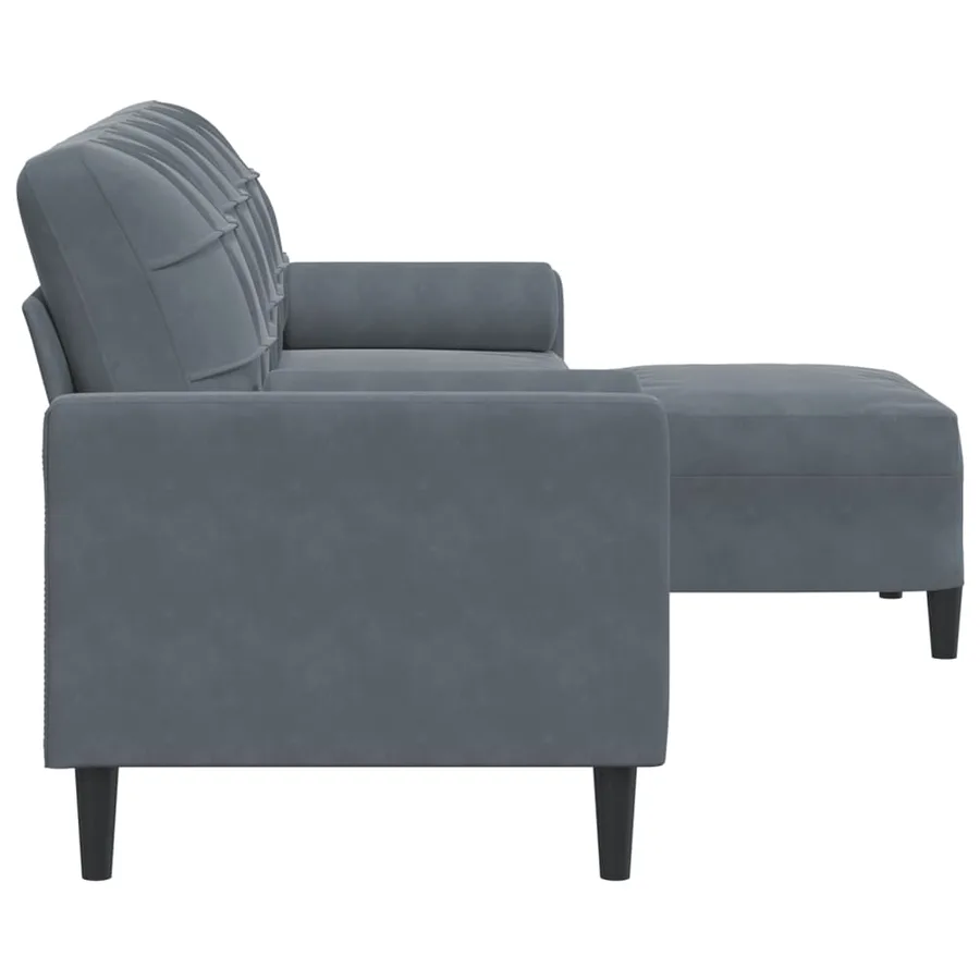Canapé à 3 places avec repose-pieds Gris foncé 210 cm Velours - 4