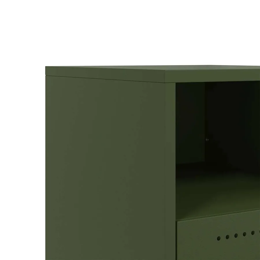 Table de chevet vert olive 36x39x43,5 cm acier - 11