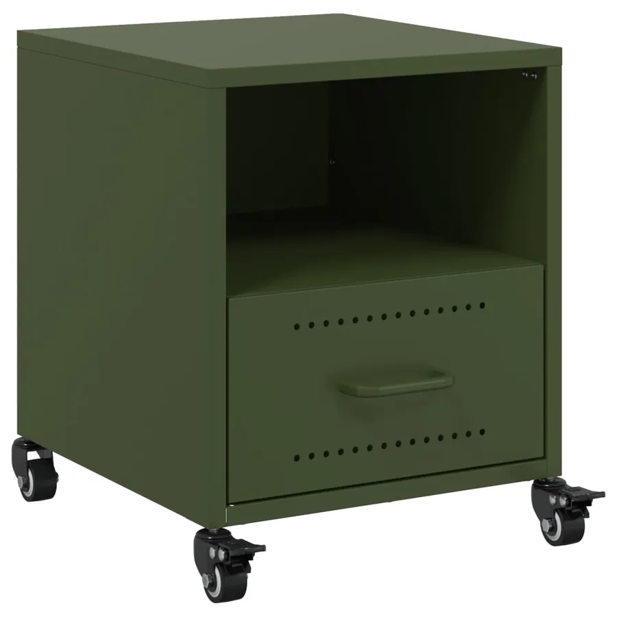 Table de chevet vert olive 36x39x43,5 cm acier - 2