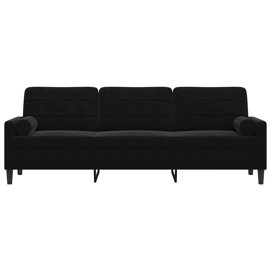 Canapé 3 places avec oreillers décoratifs noir 210 cm velours - 3