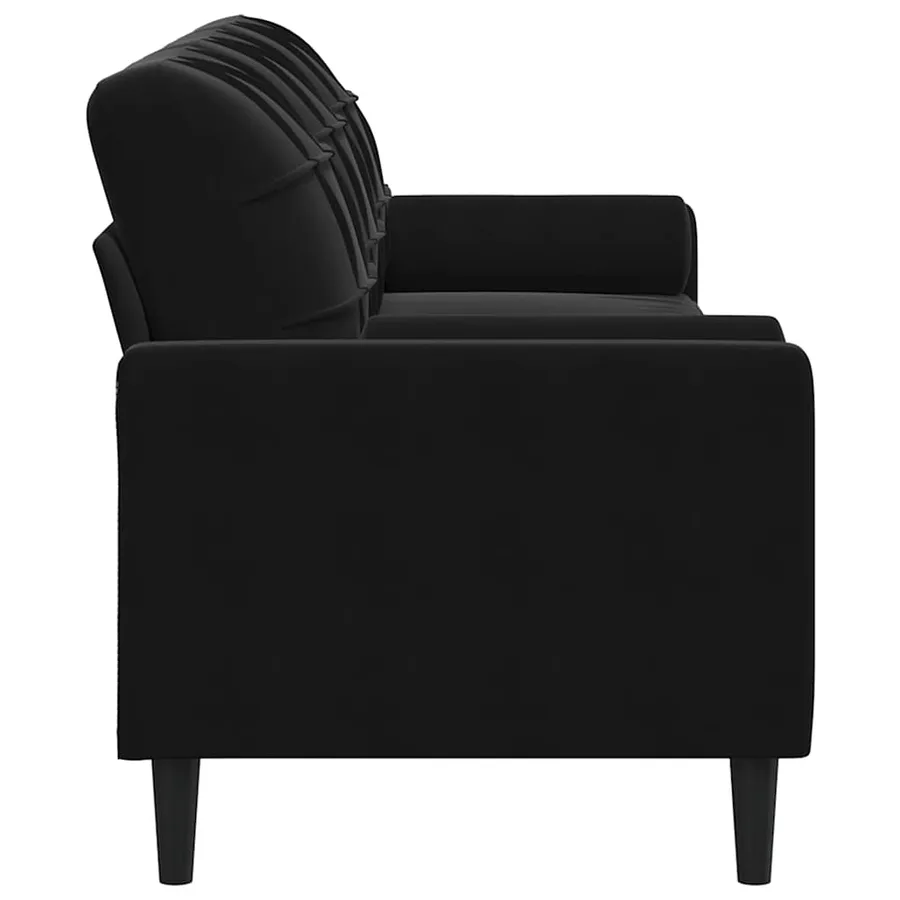 Canapé 3 places avec oreillers décoratifs noir 210 cm velours - 4