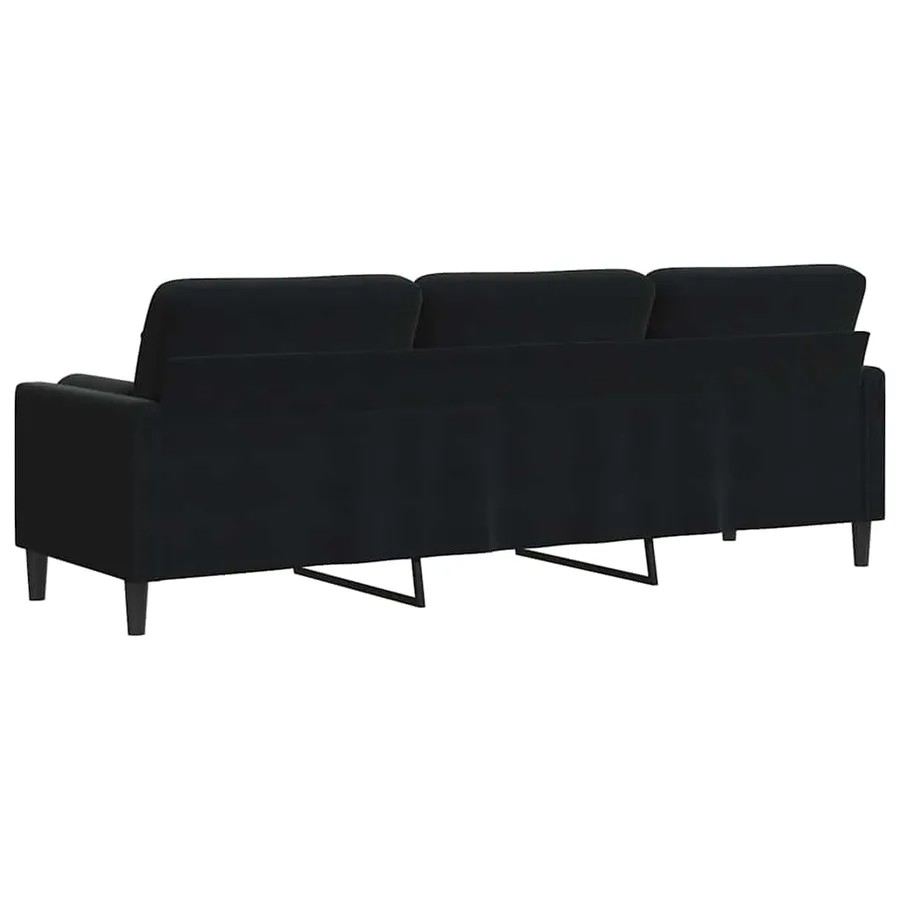 Canapé 3 places avec oreillers décoratifs noir 210 cm velours - 5