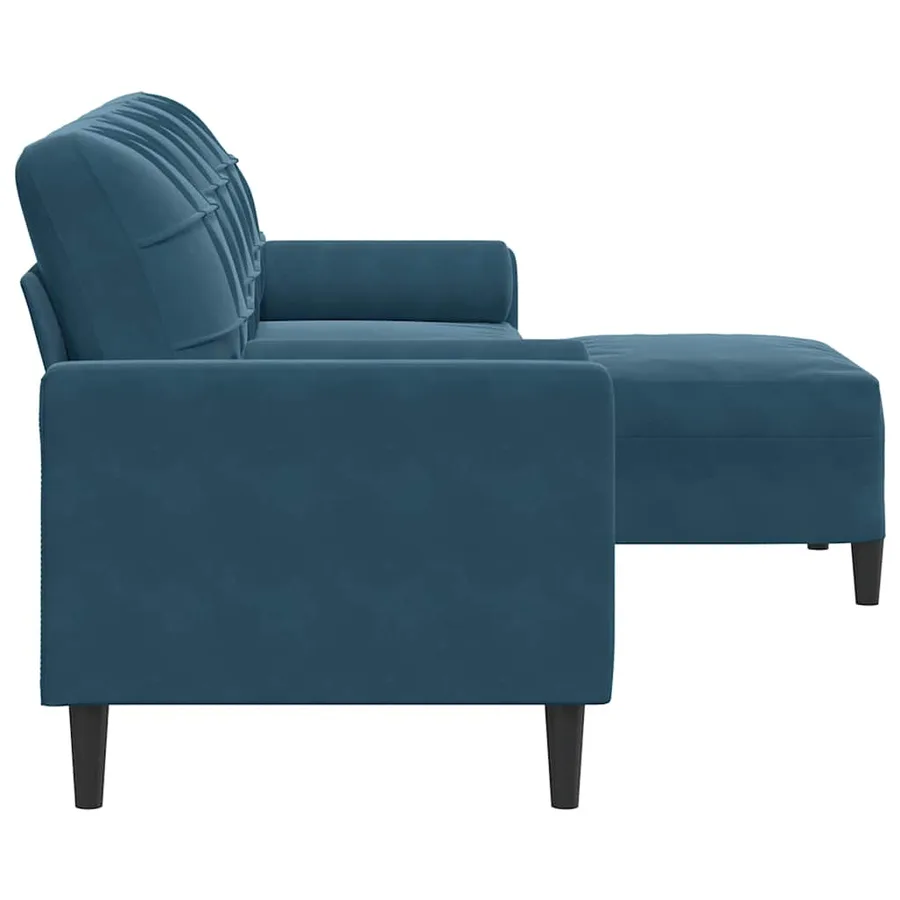 Canapé à 3 places avec repose-pieds Bleu 210 cm Velours - 4
