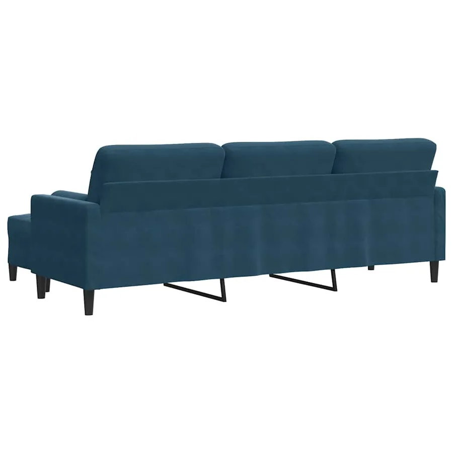 Canapé à 3 places avec repose-pieds Bleu 210 cm Velours - 5