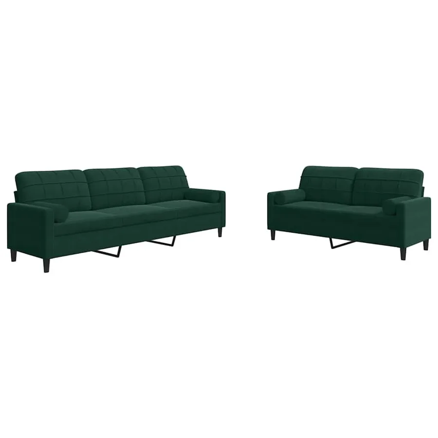 Ensemble de canapés 2 pcs avec coussins et traversins velours - 2