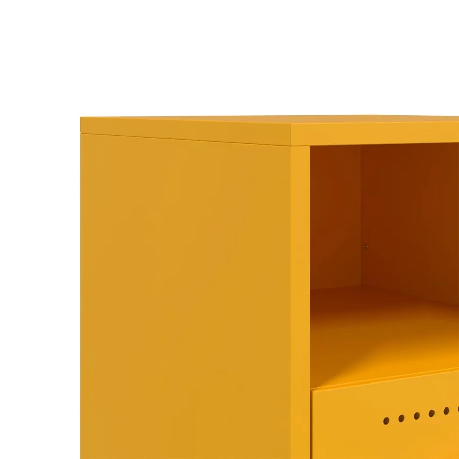 Table de chevet jaune moutarde 36x39x43,5 cm acier - 11