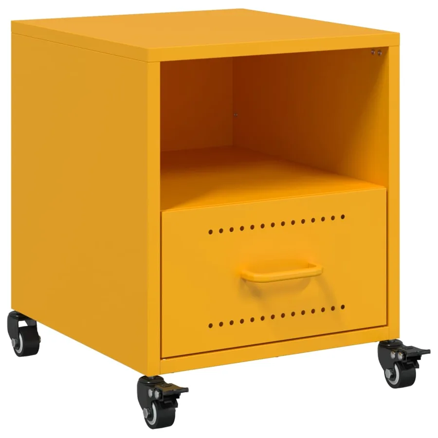Table de chevet jaune moutarde 36x39x43,5 cm acier - 2