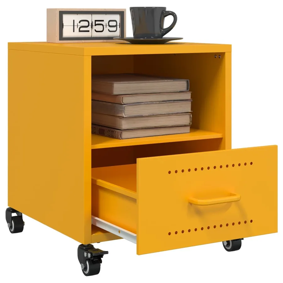 Table de chevet jaune moutarde 36x39x43,5 cm acier - 4
