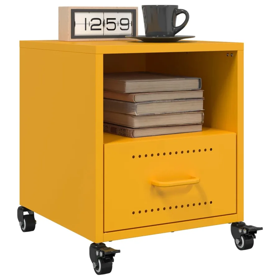 Table de chevet jaune moutarde 36x39x43,5 cm acier - 5