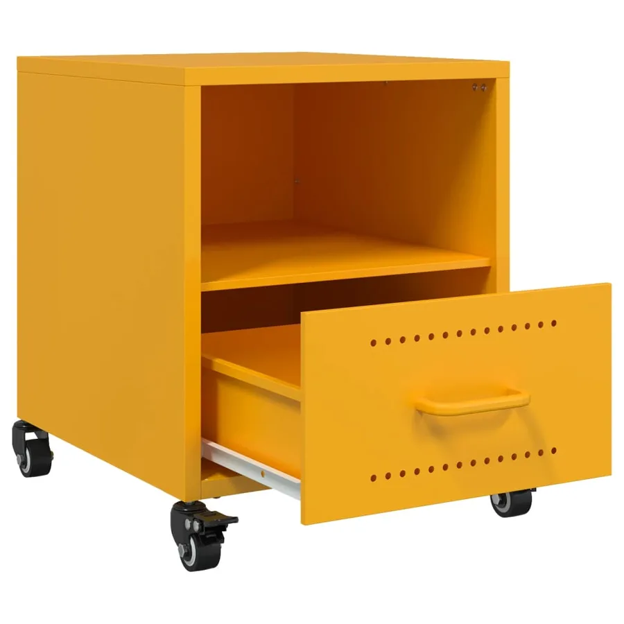 Table de chevet jaune moutarde 36x39x43,5 cm acier - 9