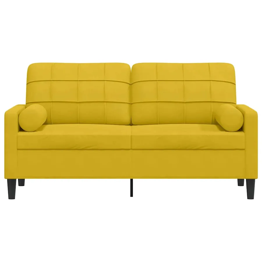 Canapé 2 places avec oreillers décoratifs jaune 140 cm velours - 3