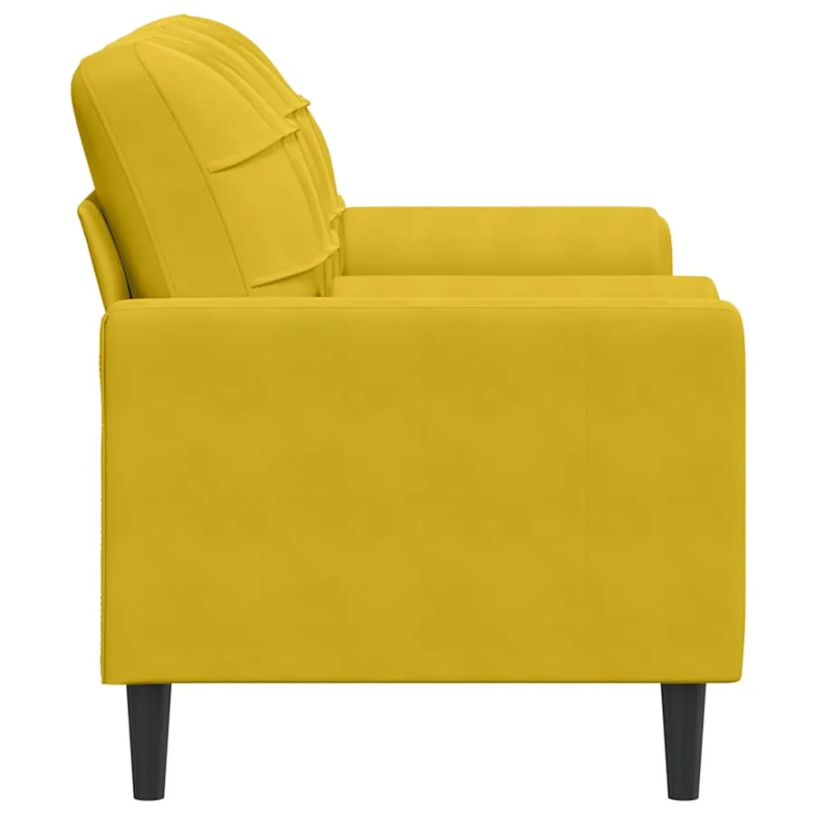 Canapé 2 places avec oreillers décoratifs jaune 140 cm velours - 4